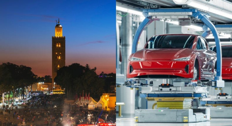 Marrakech, Morocco, and an EV production line.shomos uddin/Getty Images and SweetBunFactory/Getty Images