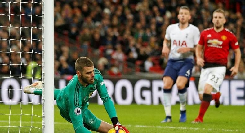 Unbeatable: Manchester United goalkeeper David De Gea was in superb form against Tottenham at Wembley