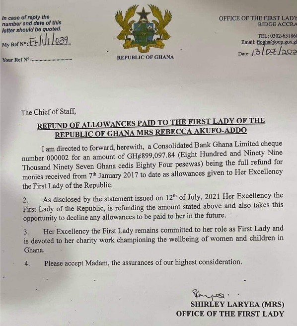 Office of the first lady letter