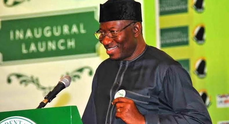 Former President Goodluck Jonathan speaks during the launch of an organization for women and girls in Abuja.