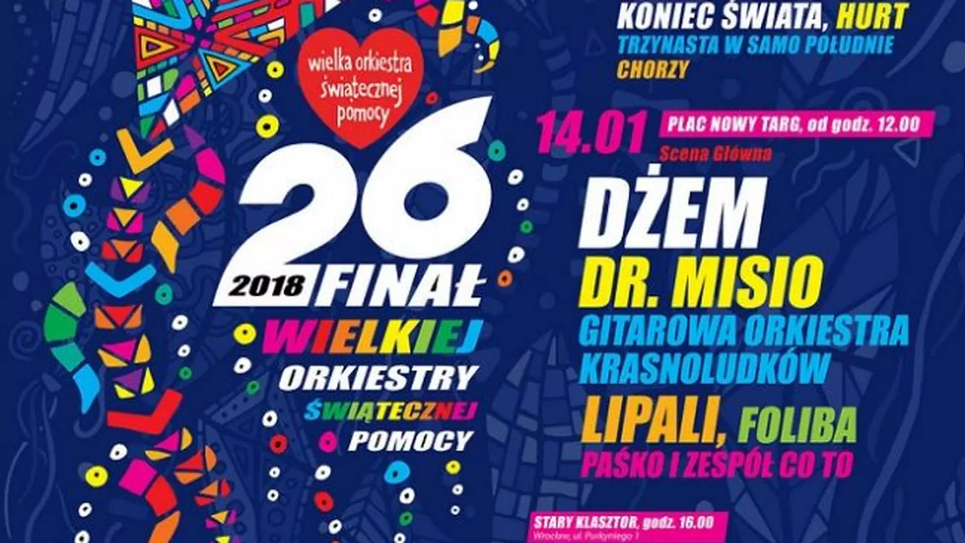 Fajne koncerty podczas finału WOŚP 2018:Warszawa, Wrocław, Poznań i Trójmiasto