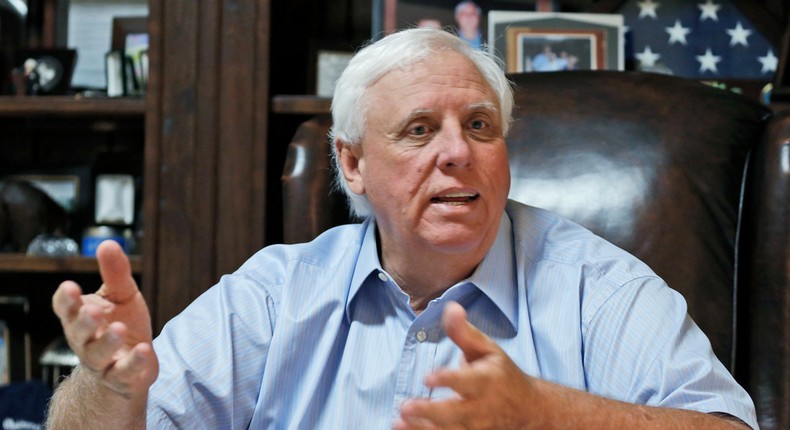 Gov. Jim Justice in his office in West Virginia.