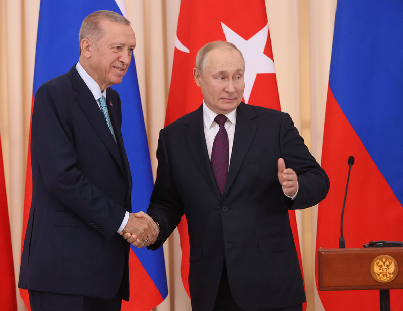 Prezydent Turcji Recep Tayyip Erdogan i prezydent Rosji Władimir Putin w Soczi, 4 września 2023 r.