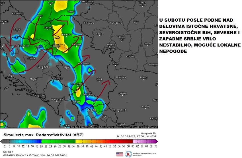 Lokalne nepogode uz osveženje se očekuju u subotu