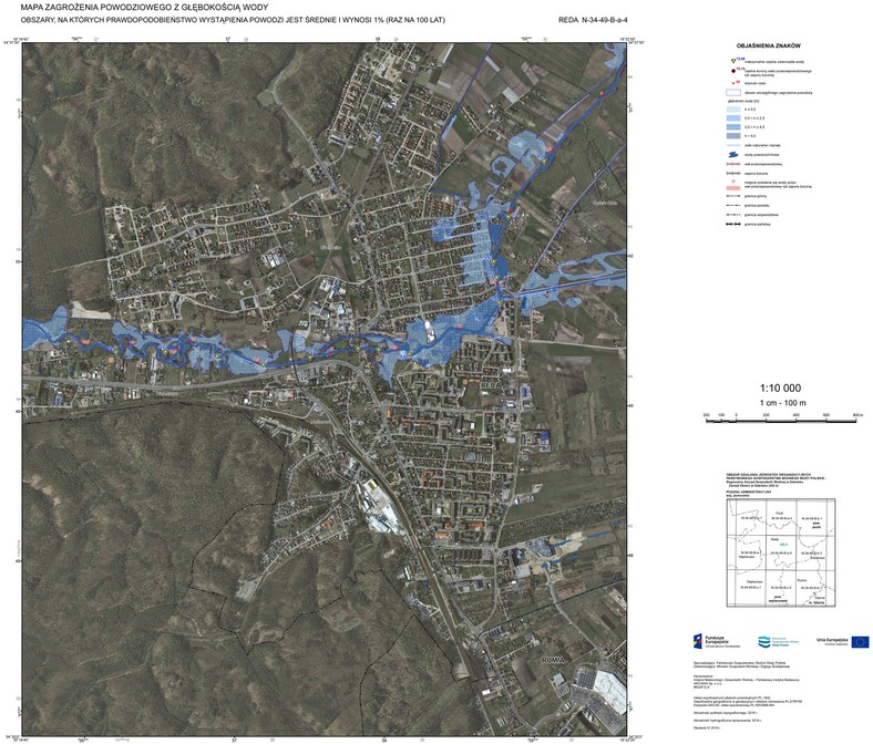   Mapa zagrożenia powodziowego; Reda