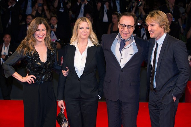 Ketrin Han, Luiz Straten, Piter Bogdanovič i Oven Vilson na promociji filma "She's Funny That Way" 2014. u Veneciji