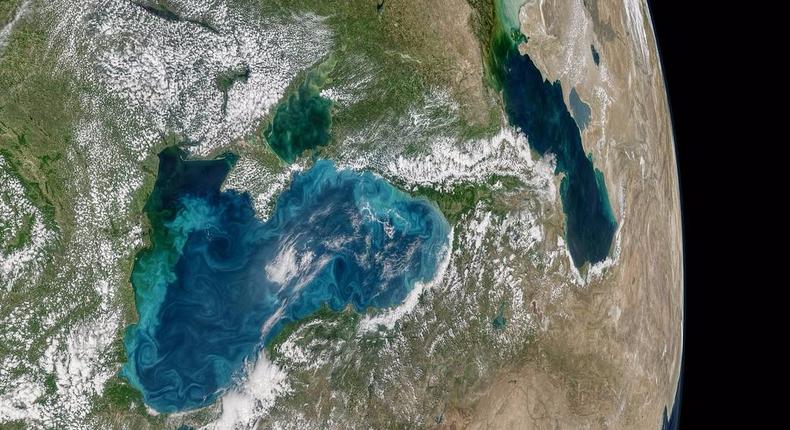 NASA’s Aqua satellite captured the data for this image of an ongoing phytoplankton bloom in the Black Sea on May 29, 2017.