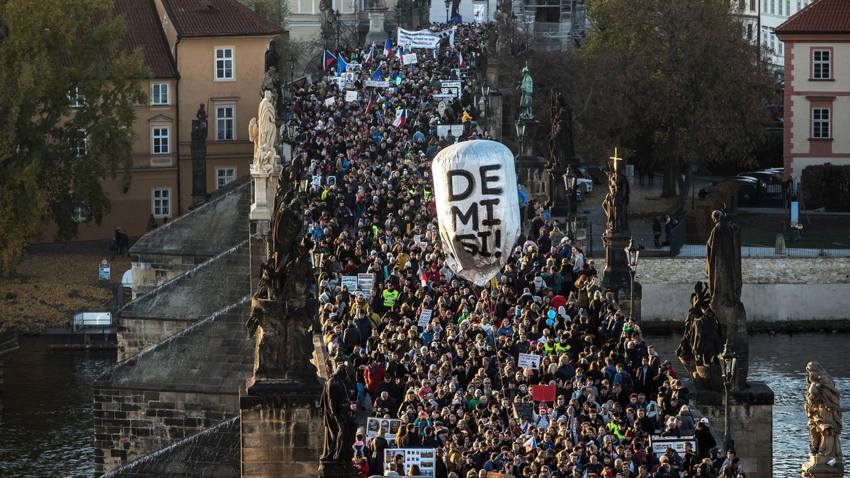 Thousands protest against Czech Prime Minister Andrej Babis during 29th anniversary of the Velvet Re