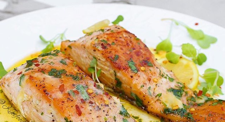 Try this pan seared salmon in lemon butter sauce for lunch