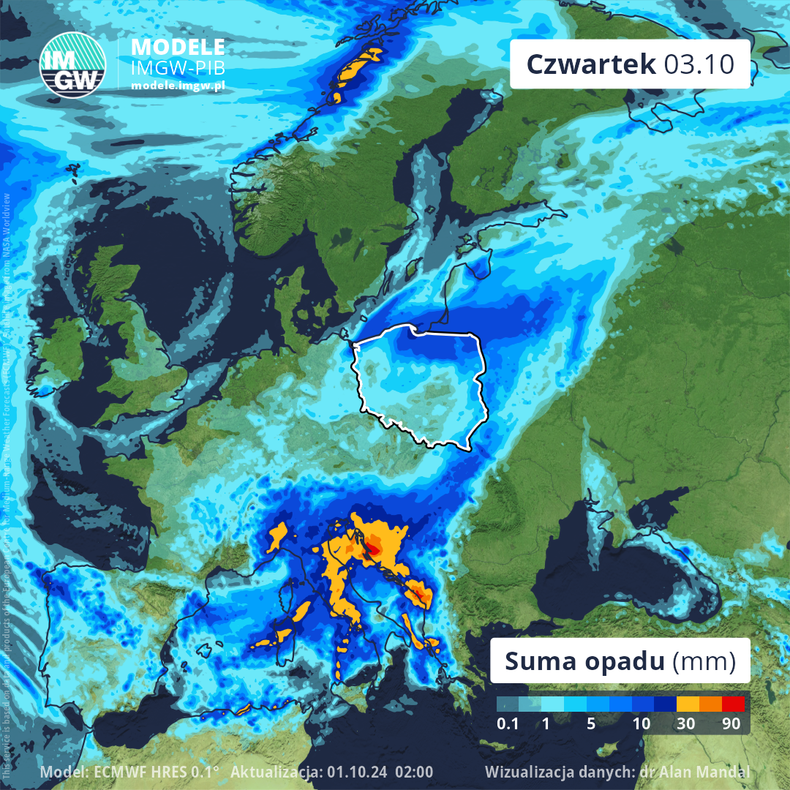 Intensywne opady deszczu na południu Europy w czwartek