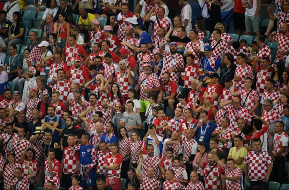   Croatian fans in the match against Russia 
