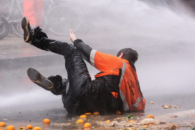 Protest związkowców w Brukseli