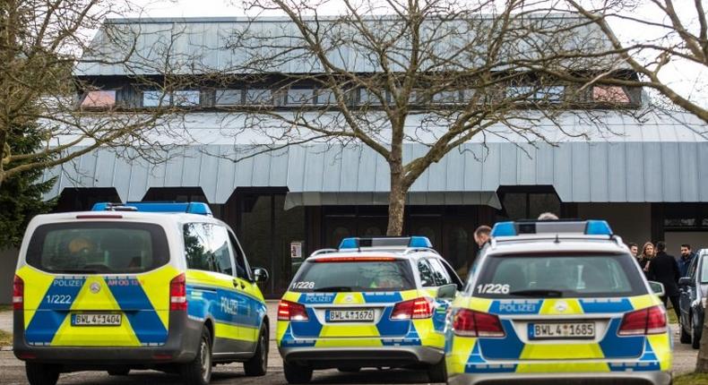 Police guard the hall in Gaggenau, western Germany, on March 2, 2017