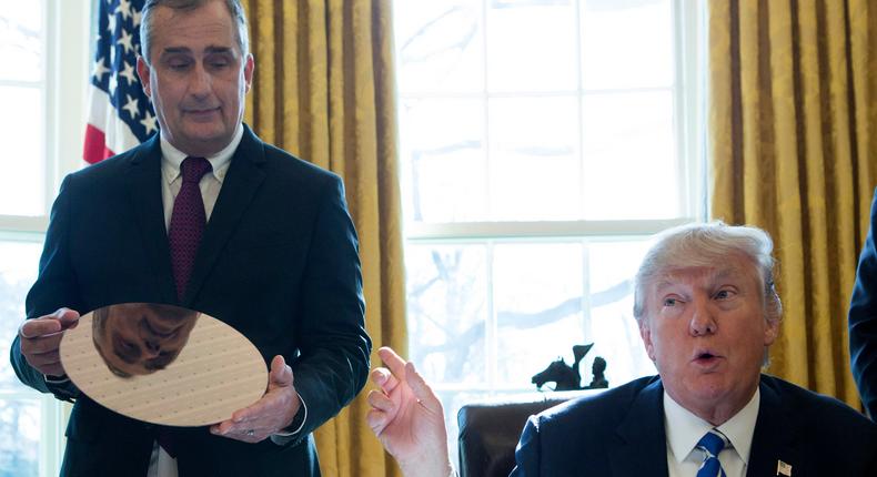 Intel CEO Brian Krzanich with President Trump