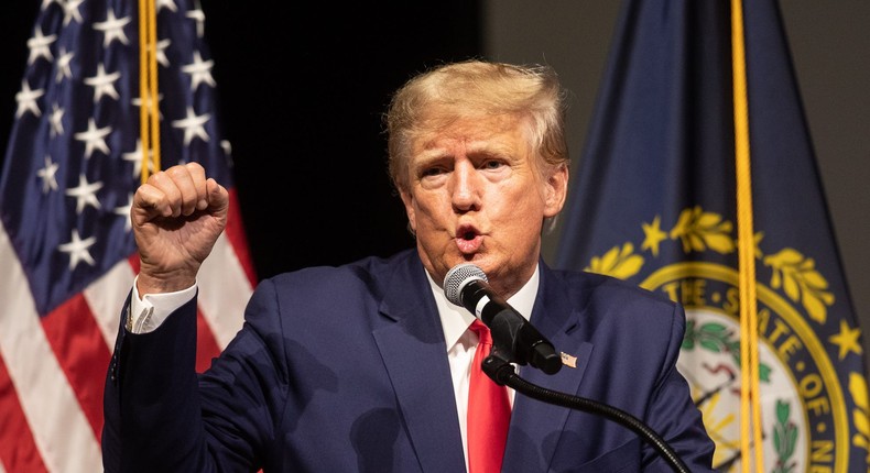 Former US President Donald Trump speaks at the New Hampshire Republican State Committee's Annual Meeting on January 28, 2023 in Salem, New Hampshire.Scott Eisen/Getty Images