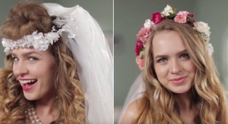 Wedding hairstyles then and now