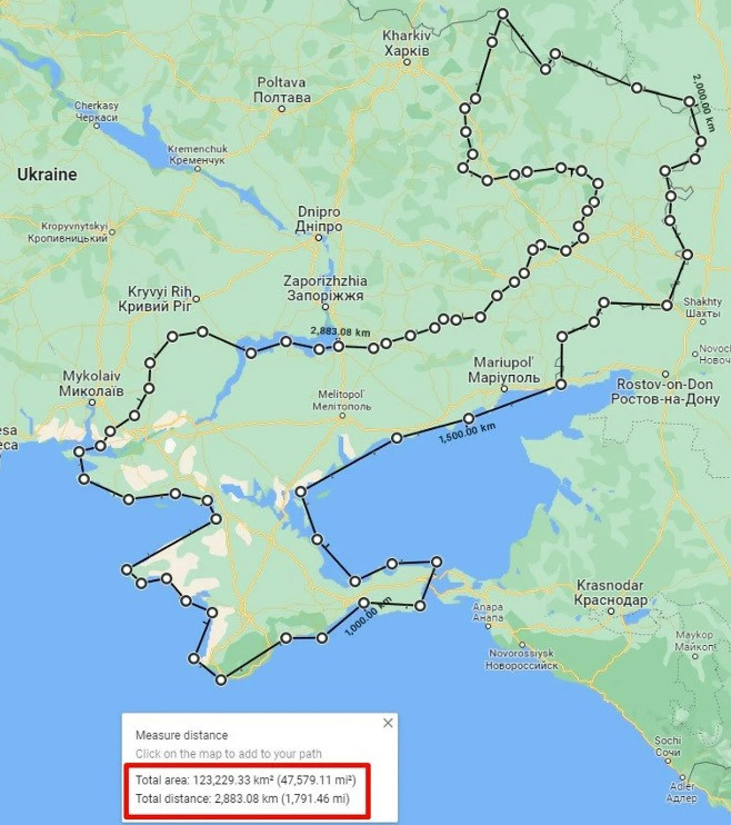 Mapa terenów kontrolowanych przez Rosję