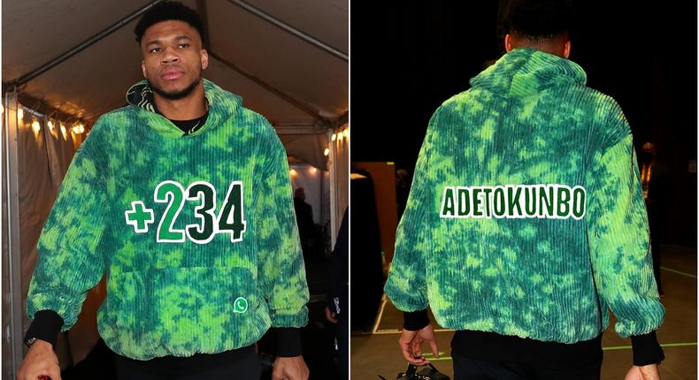 The hoodie by Giannis was made with the adire fabric