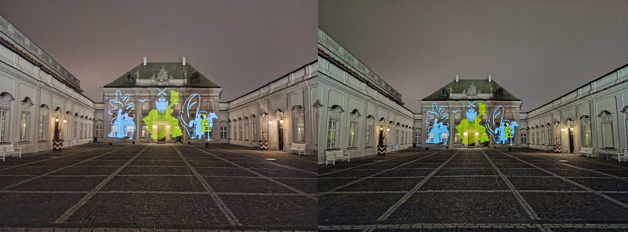 Zdjęcie nocne wykonane aparatem Note 12 2023 oraz Note 12 Pro (po prawej)
