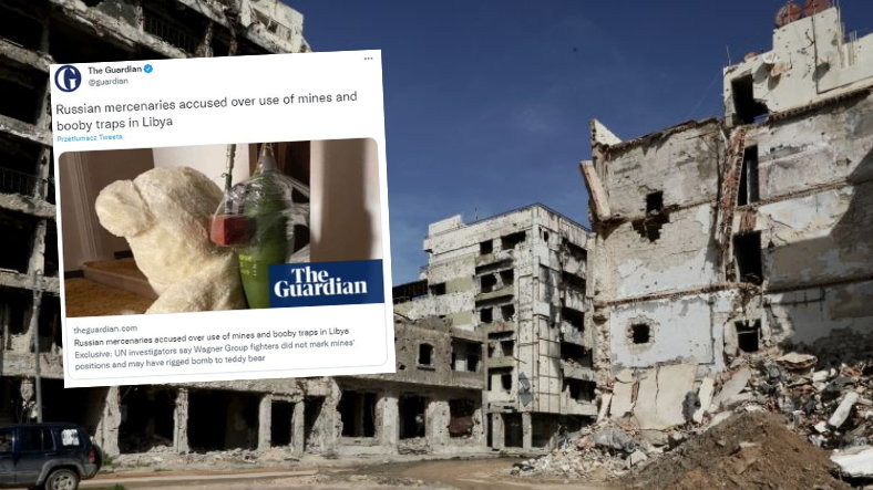 W gruzowiskach libijskich miast i osiedli może być ukrytych jeszcze wiele min-pułapek (Screen: Twitter/guardian)