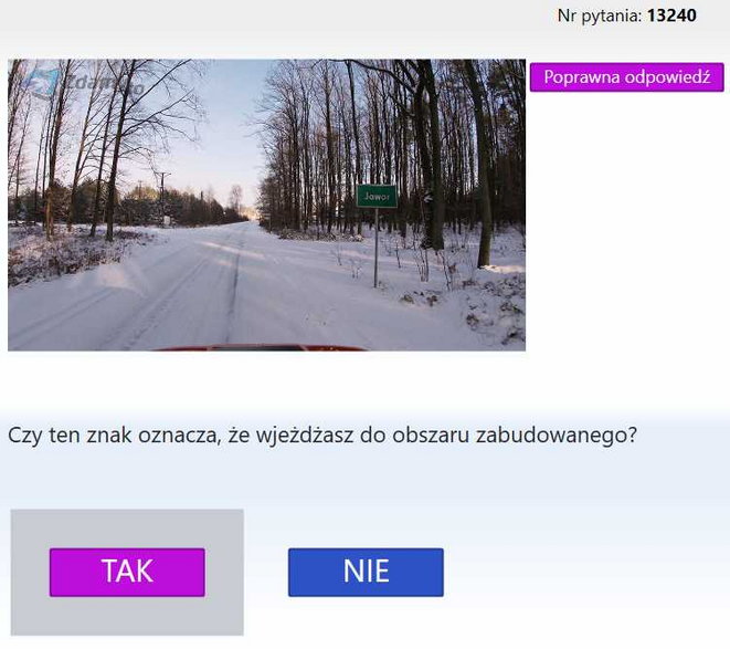 Pytanie egzaminacyjne na prawo jazdy nr 13240 Źródło: brd24.pl
