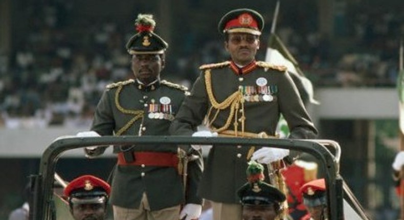 Major General , Muhammadu Buhari giving his first speech in 1983