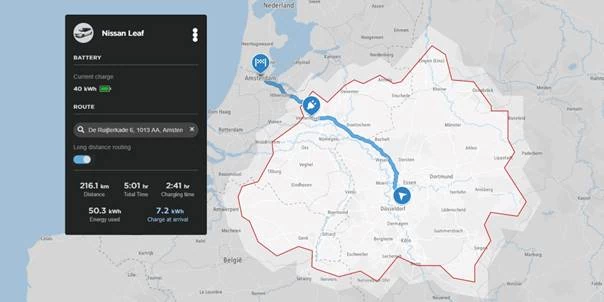 Mapa zasięgu samochodu w nowej nawigacji TomTom Automotive