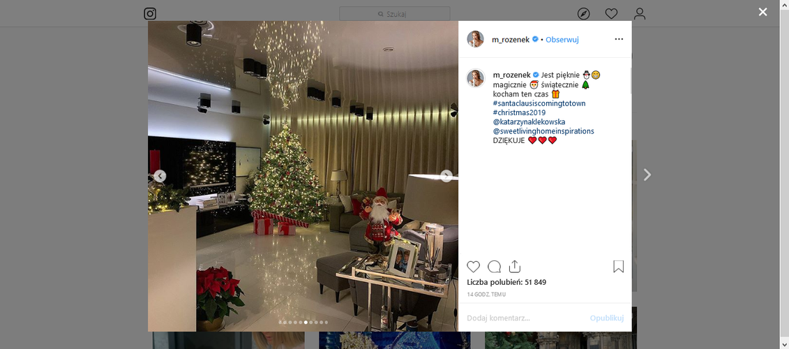 świąteczne dekoracje w domu Małgorzaty Rozenek