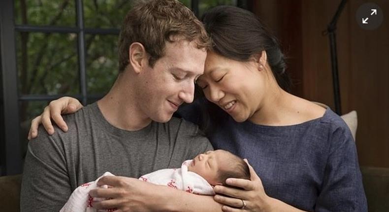 Mark Zuckerberg and Priscilla Chan with their new daughter Max. Photograph: AP