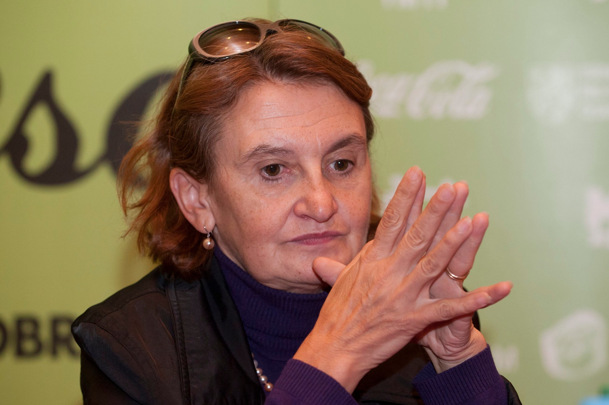 Herečka Eva Holubová na tlačovej konferencii k filmu Cesta do lesa.