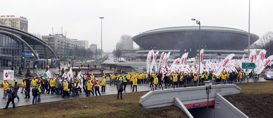 KATOWICE MANIFESTACJA GÓRNICZYCH ZWIĄZKÓW ZAWODOWYCH