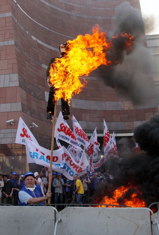 WARSZAWA STOCZNIOWCY DEMONSTRACJA