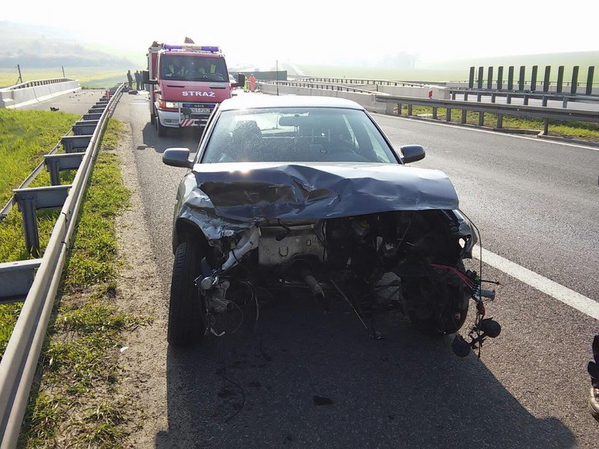 Góra św. Anny Wypadek na A4. Autostrada zablokowana