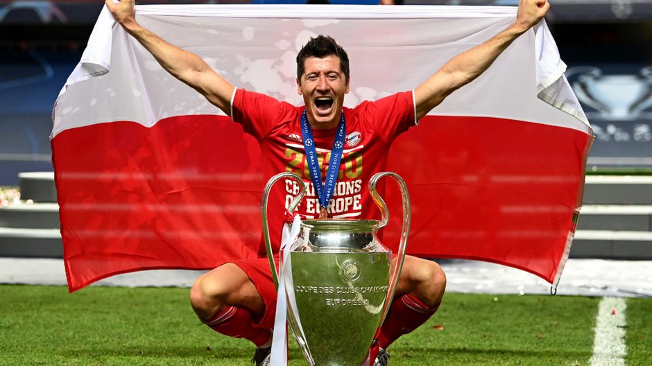 Robert Lewandowski z pucharem Ligi Mistrzów