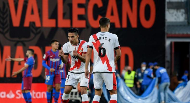 Senior service: Rayo Vallecano's Colombian forward Radamel Falcao on Wednesday Creator: OSCAR DEL POZO