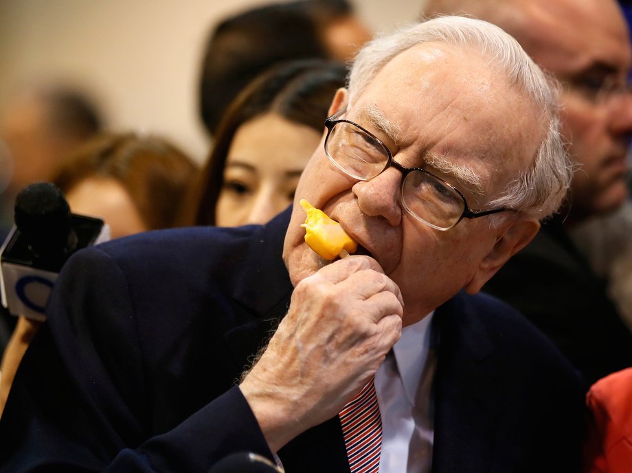 Berkshire Hathaway chairman and CEO Warren Buffett enjoys an ice cream treat from Dairy Queen before the Berkshire Hathaway annual meeting in Omaha, Nebraska.