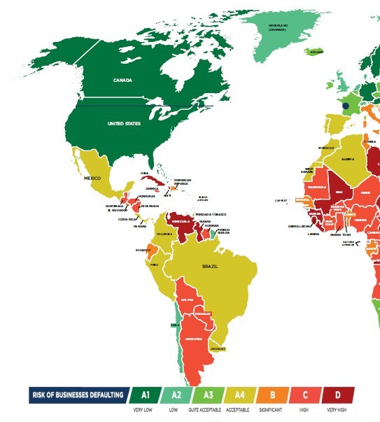 Ocena ryzyka krajów Coface - Ameryka Północna i Południowa