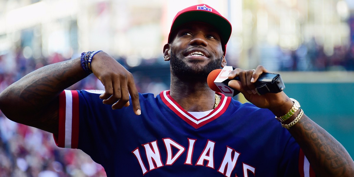 LeBron James congratulates the Cleveland Indians on their record win streak