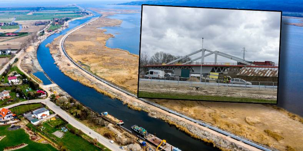 Regulacja brzegów rzeki Elbląg i mostu obrotowy na tej rzece w Nowakowie.