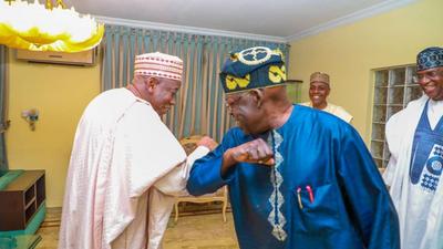 President Bola Ahmed Tinubu and APC National Chairman, Abdullahi Ganduje. [Twitter/@AsiwajuTinubu]