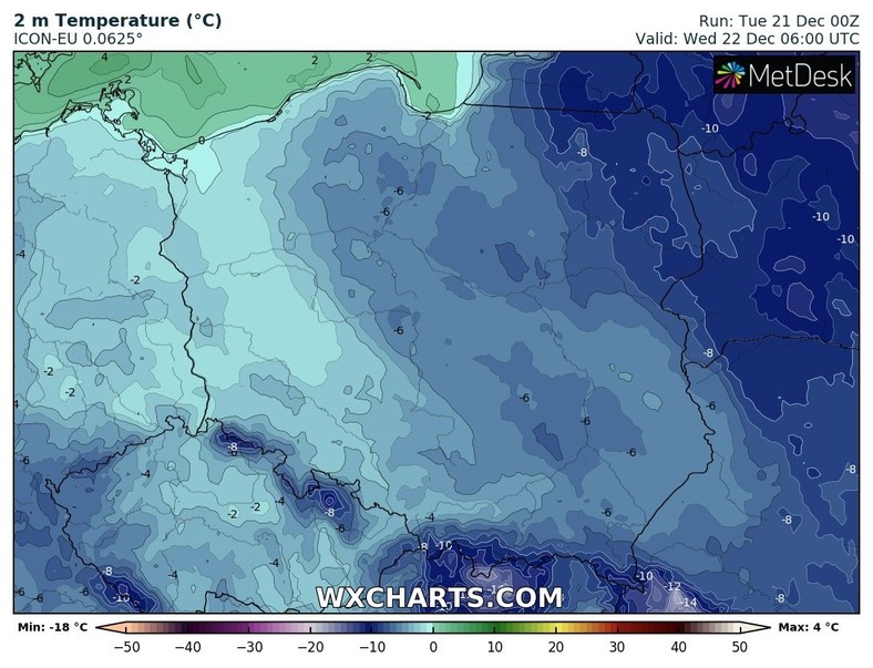 W nocy w kotlinach temperatura może spaść nawet do -14 st. C