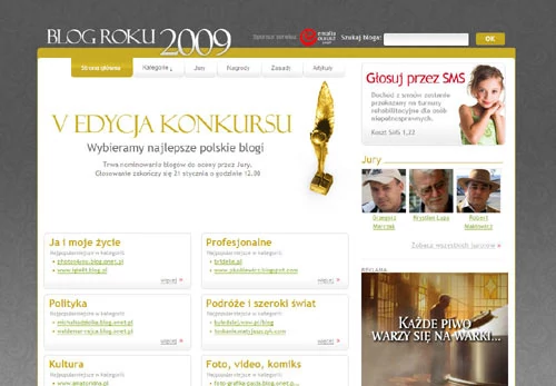 Głosy na Blog Roku 2009 można oddawać wysyłając SMSy.