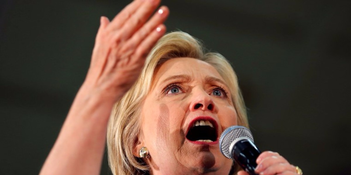 US Democratic presidential candidate Hillary Clinton at a campaign stop in Fresno, California.