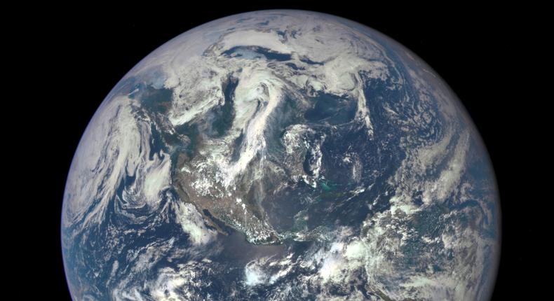 A photo of Earth taken by NASA's Earth Polychromatic Imaging Camera (EPIC).
