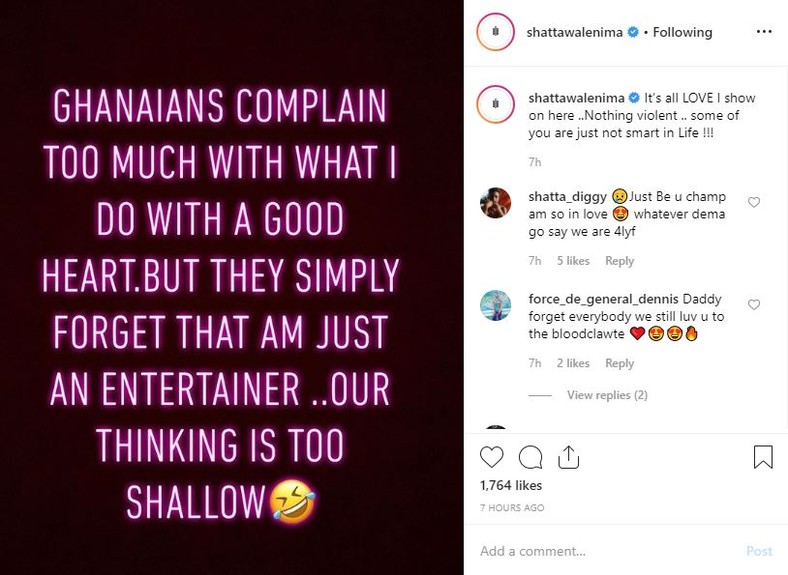 Shatta's post 