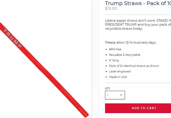 Na złość liberałom. Trump rozpoczął sprzedaż plastikowych słomek ze swoim nazwiskiem