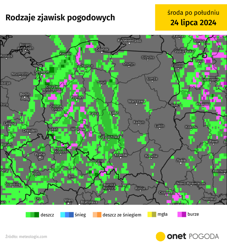 W środę popadać i zagrzmieć może w całym kraju