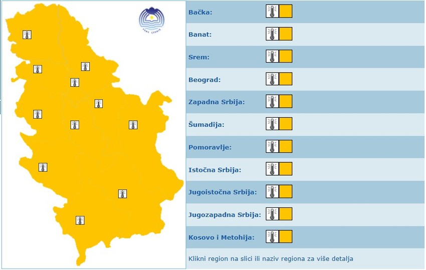 Meteoalarm za četvrtak