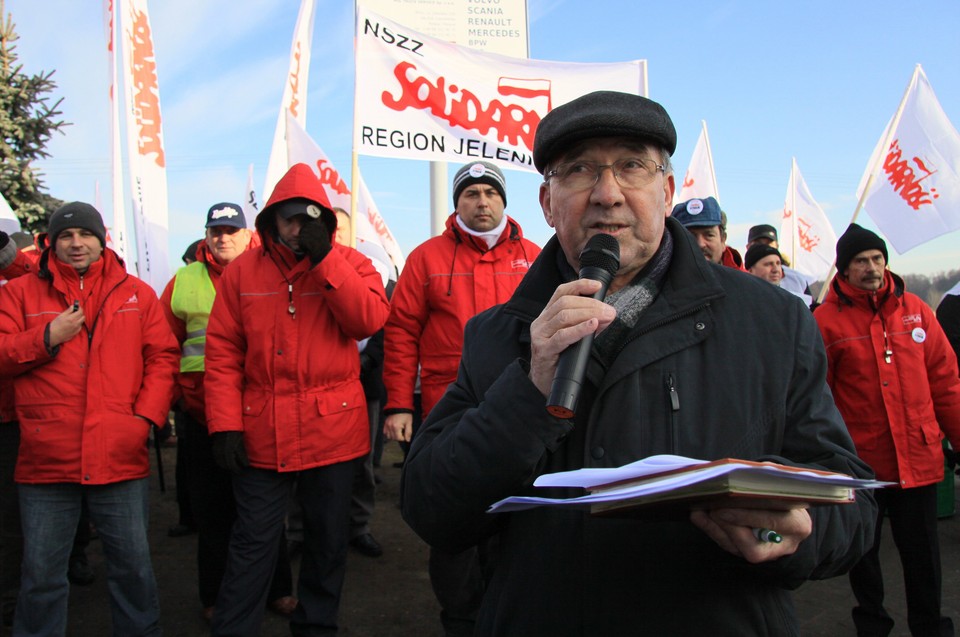 Manifestacja poparcia dla strajkujących związkowców