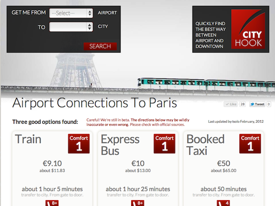 <b>CityHook</b>
<br></br>
Aplikacja pozwala wyszukać najdogodniejszy sposób na dotarcie na/z lotniska do miasta.